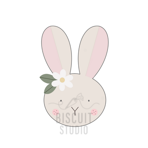 Long ear daisy bunny face cookie cutter