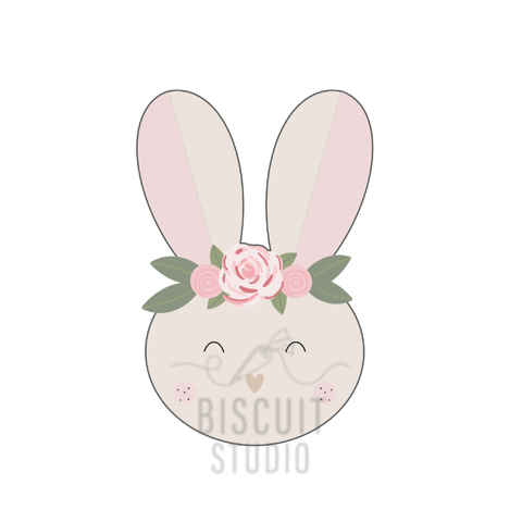 Long ear floral bunny face cookie cutter