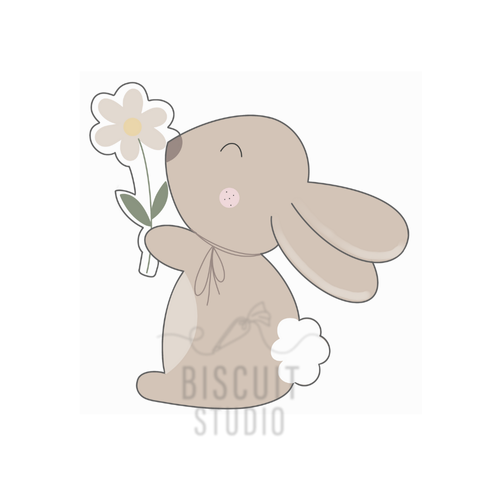 Bunny With Daisy Cookie Cutter – food safe PLA cookie cutter by Biscuit Studio