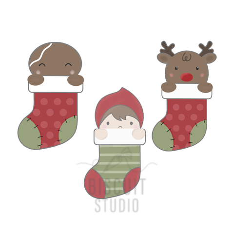Set of 3 Christmas stocking Cookie Cutters