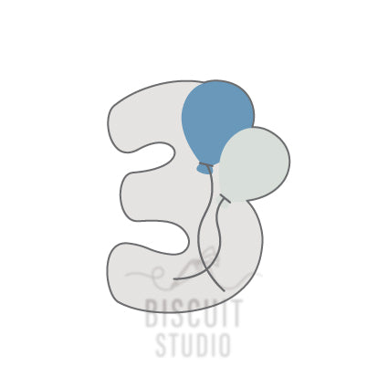 Balloon number 3 cookie cutter