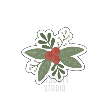 Berry Foliage Cookie Cutter design by Biscuit Studio. Perfect for Christmas Baking. 