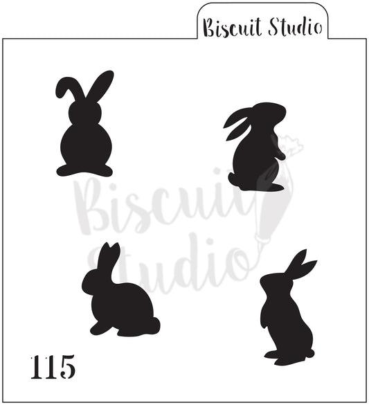 Bunny Silhouettes cookie stencil