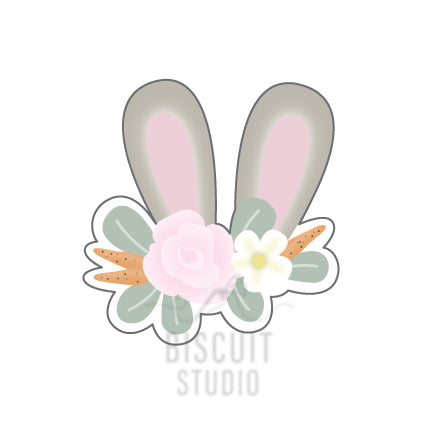 Floral Easter ears cookie cutter – food safe PLA cookie cutter by Biscuit Studio