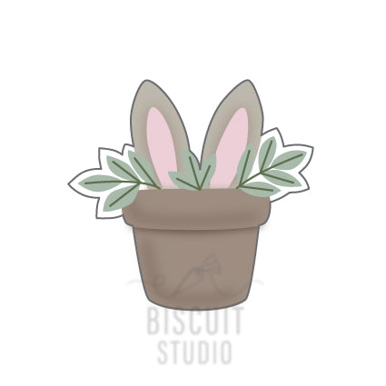 Bunny ears in a pot cookie cutter – food safe PLA cookie cutter by Biscuit Studio