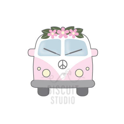 Retro bus with flowers cookie cutter