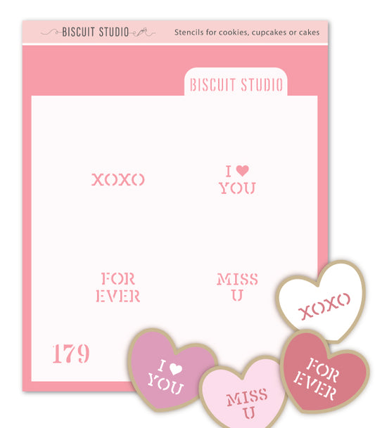 Conversation hearts cookie stencil (170)