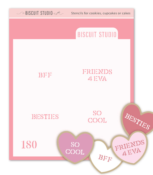 Conversation hearts cookie stencil (180)