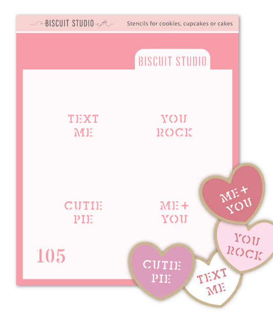Conversation hearts cookie stencil