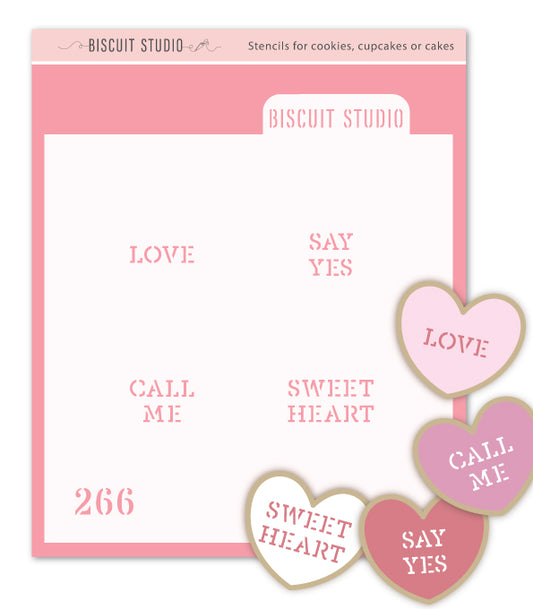 Conversation heart cookie stencil