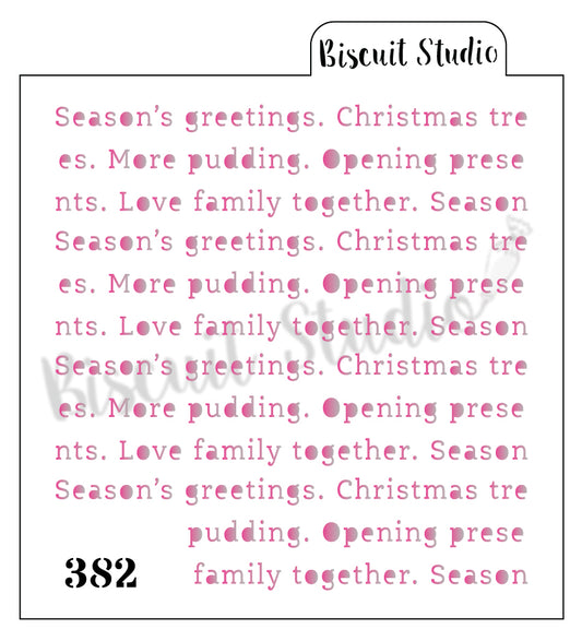 Typed Christmas words background cookie stencil
