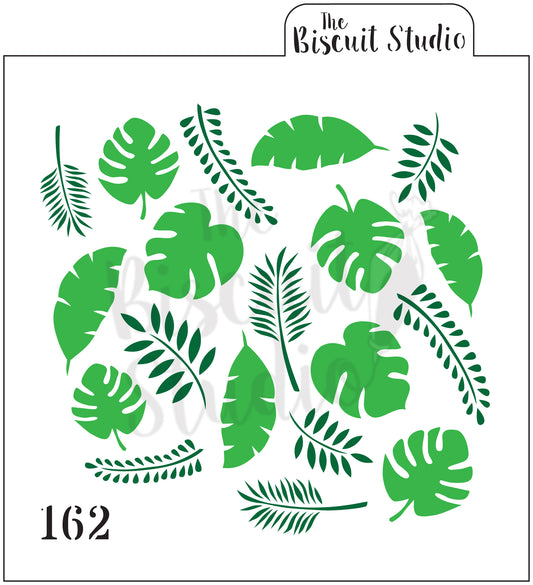 Tropical leaves cookie stencil