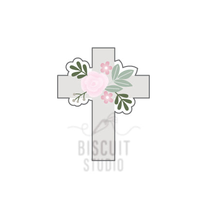 Cross With Foliage Cookie Cutter design by Biscuit Studio, perfect for Easter bakes