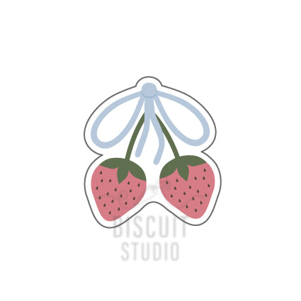 Droopy Bow With Strawberries Cookie Cutter – food safe PLA cookie cutter by Biscuit Studio