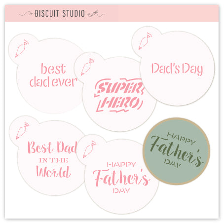 Mini Father's Day cookie stencil set of 5 – food safe cookie stencil by Biscuit Studio