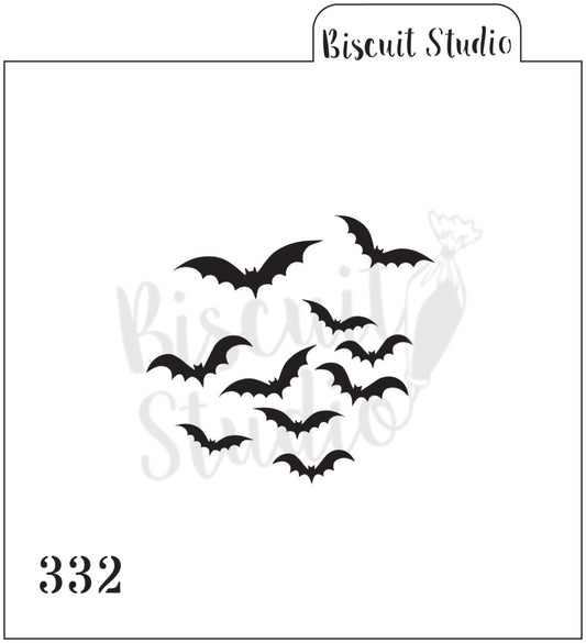 Flying bats background cookie stencil