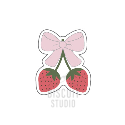 Bow With Strawberries Cookie Cutter – food safe PLA cookie cutter by Biscuit Studio