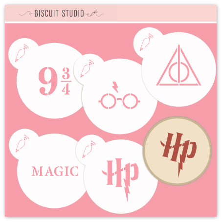 Mini Wizard cookie stencil set of 5