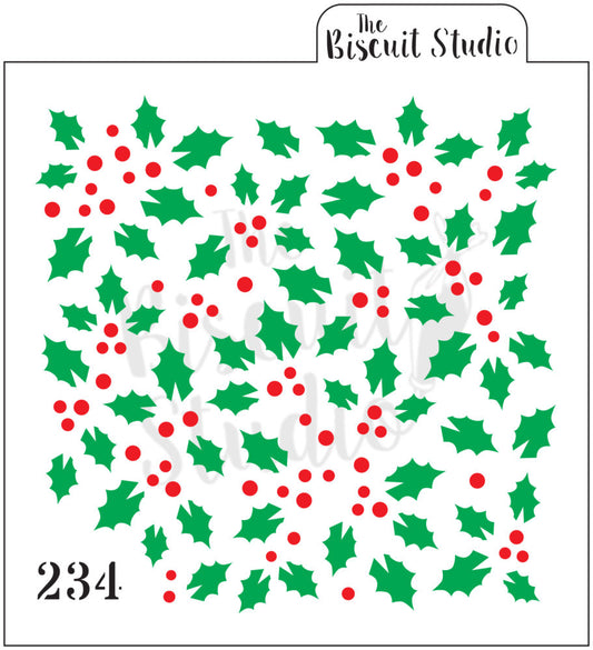 Holly background cookie stencil 2 set