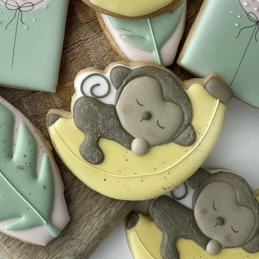 Sleeping monkey on banana cookie cutter