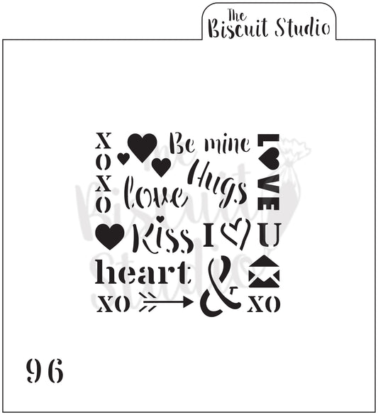 Mixed love words cookie stencil