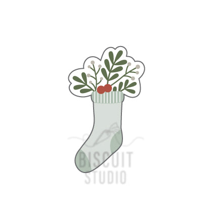 Stocking with foliage cookie cutter