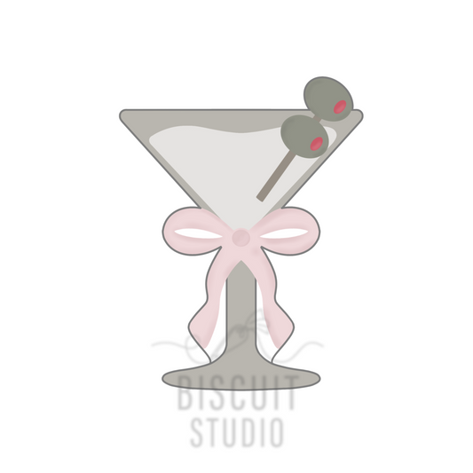 Martini Glass With Bow & Olive Cookie Cutter
