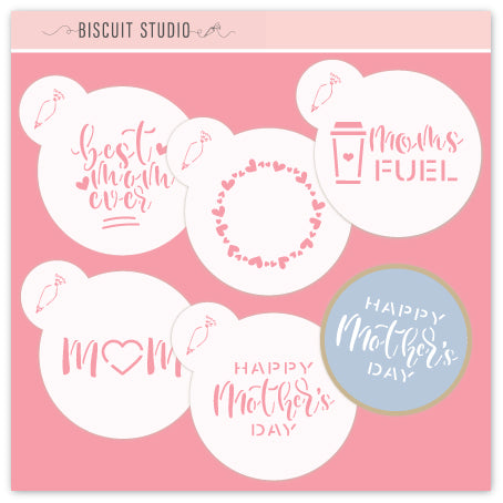 Mini Mother's Day cookie stencil set of 5