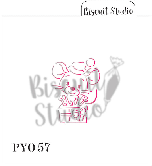 PYO Mouse on present cookie stencil