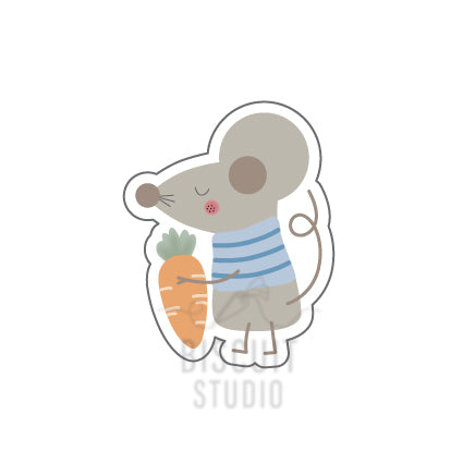 Mouse With Carrot Cookie Cutter – food safe PLA cookie cutter by Biscuit Studio