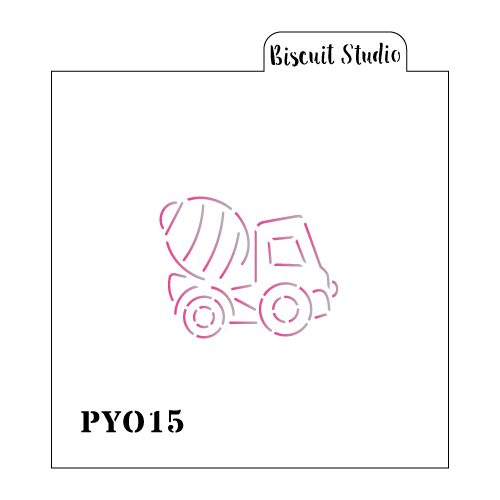 Cement mixer PYO cookie stencil