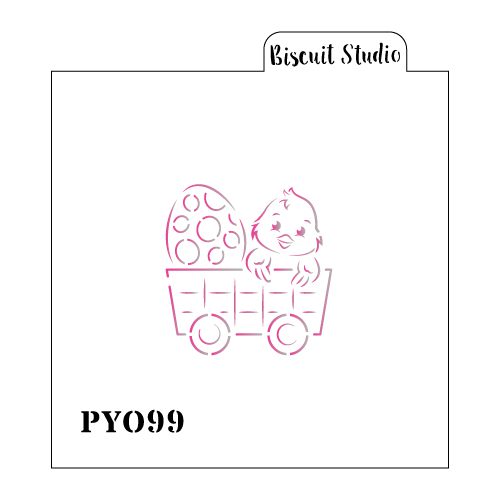 Chick in cart PYO cookie stencil