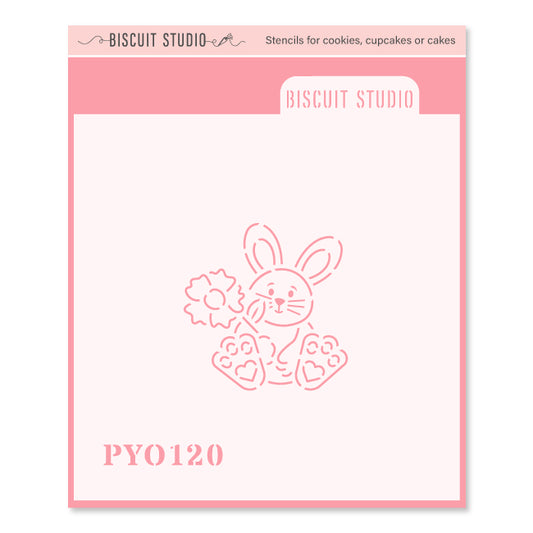 Bunny with flower PYO cookie stencil