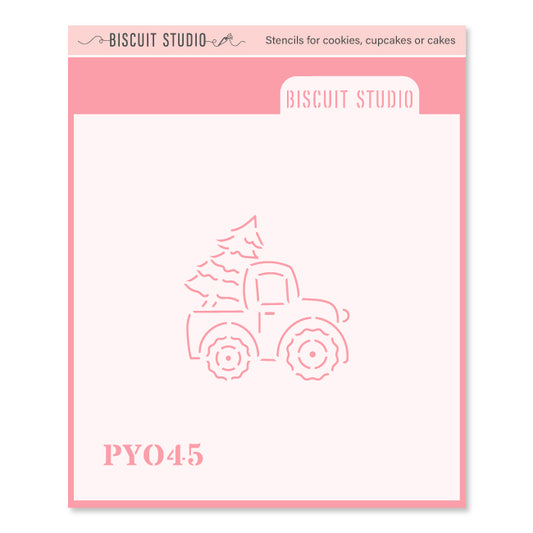 Chubby truck with tree PYO cookie stencil