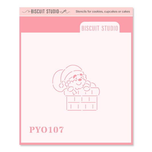 Santa in chimney PYO cookie stencil