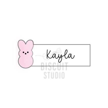 Peeps bunny name plaque Cookie Cutter – food safe PLA cookie cutter by Biscuit Studio
