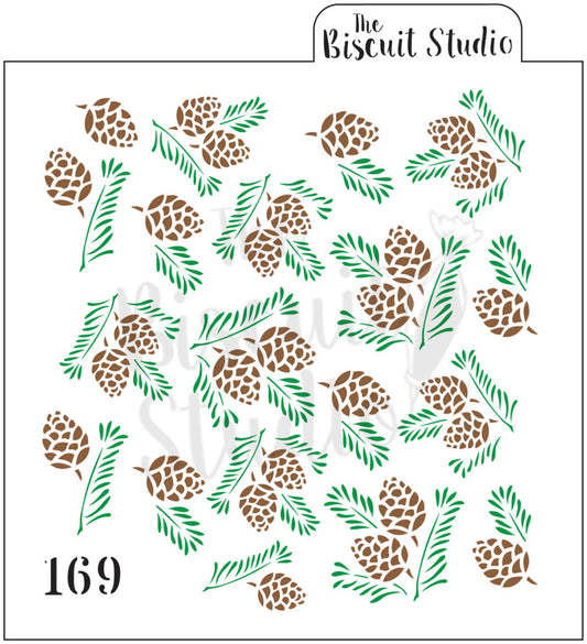 Pine cone background cookie stencils (2 set)