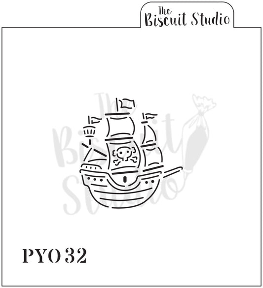PYO pirate ship cookie stencil