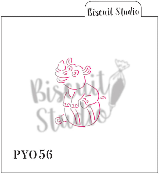 PYO Rhino on a bauble cookie stencil