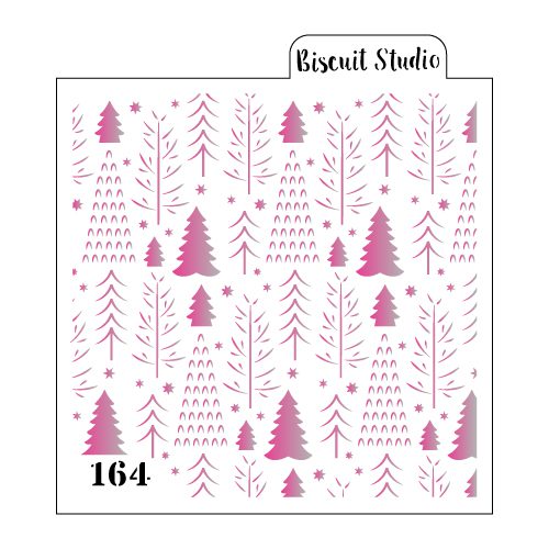 Winter trees background cookie stencil