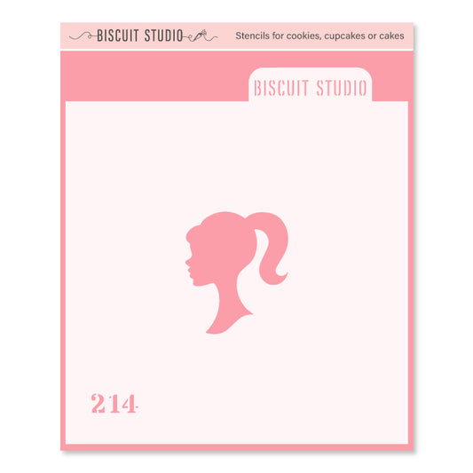 Glamour girl head cookie stencil