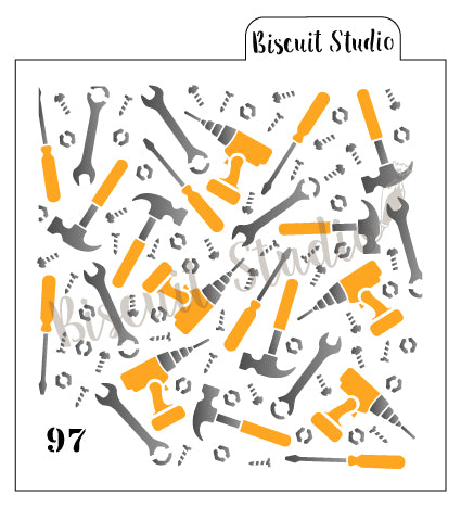 DIY tools background cookie stencil