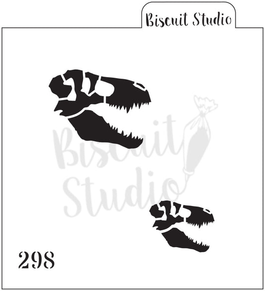 Dinosaur T-Rex skeleton head cookie stencil