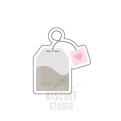 Tea bag with string cookie cutter