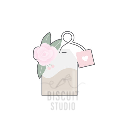 Floral teabag Cookie Cutter – food safe PLA cookie cutter by Biscuit Studio