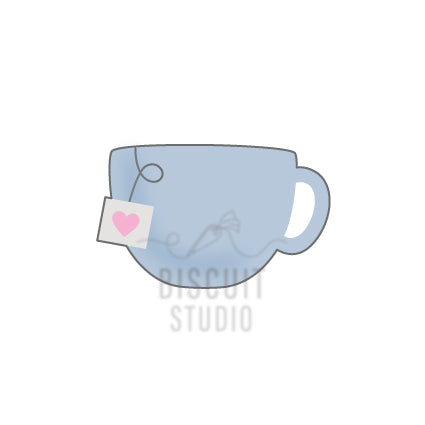 Teacup with tag Cookie Cutter – food safe PLA cookie cutter by Biscuit Studio