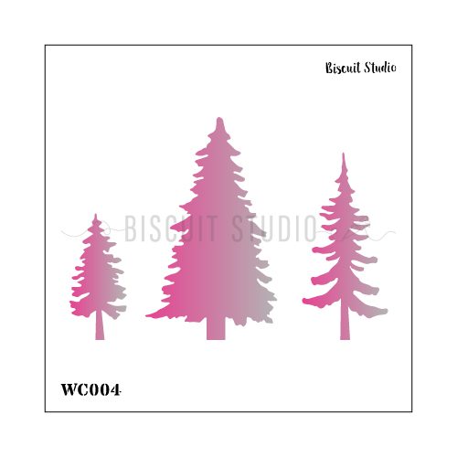 Three fir trees window stencil