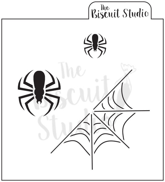 Spiderweb with spiders cookie stencil